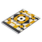 幾何学模様の黄色と灰色のスパイラルノートブック ノートブック (左側)