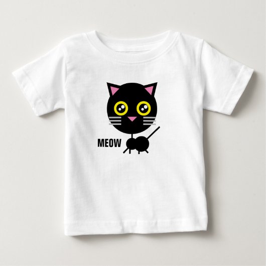 幾何学模様の黒猫 ベビーTシャツ (正面)