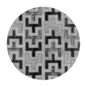 幾何学模様を持つアフリカの泥布の織物 カッティングボード