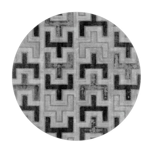 幾何学模様を持つアフリカの泥布の織物 カッティングボード (正面)