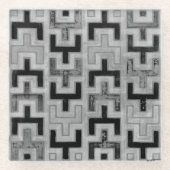 幾何学模様を持つアフリカの泥布の織物 ガラスコースター (正面)