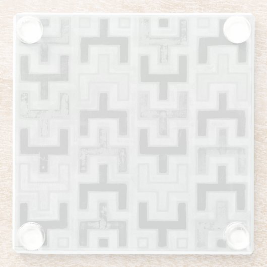 幾何学模様を持つアフリカの泥布の織物 ガラスコースター (裏面)