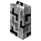 幾何学模様を持つアフリカの泥布の織物 スモールペーパーバッグ (正面アングル)