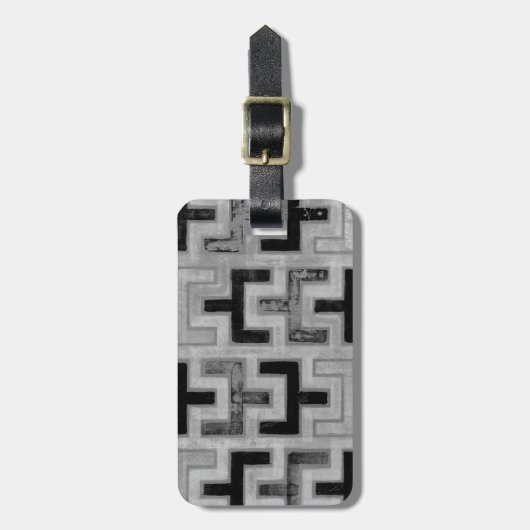 幾何学模様を持つアフリカの泥布の織物 ラゲッジタグ (正面縦)