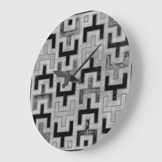 幾何学模様を持つアフリカの泥布の織物 ラージ壁時計 (傾斜)