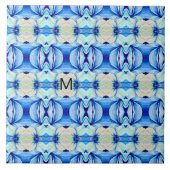 幾何学模様を持つペルシアブルー模様 タイル (正面)