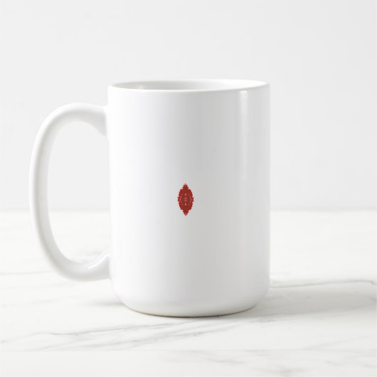 幾何学模様を特徴とする対称の赤いグラフィックデザイン コーヒーマグカップ (左)