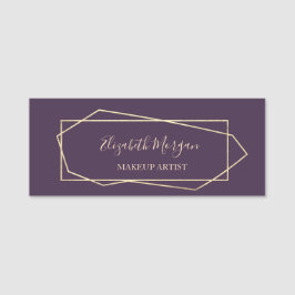 幾何学模様エレガント、バイオレット、メイクアップアーティスト 名札