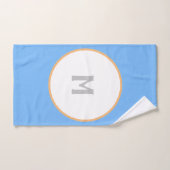 幾何学模様オレンジブルーシルバーモノグラム バスタオルセット (ハンドタオル)