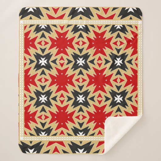 幾何学模様カラフル付きオーナメント、シルクネ シェルパブランケット (正面)