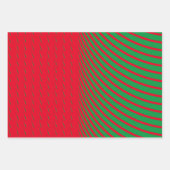 幾何学模様クリスマスレッド緑アート白 ラッピングペーパーシート (正面)