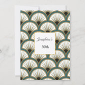 幾何学模様グリーンホワイトアートデコ50th誕生日パーティー 招待状 (裏面)