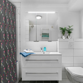 幾何学模様グレーのシャワモダンーカーテン シャワーカーテン