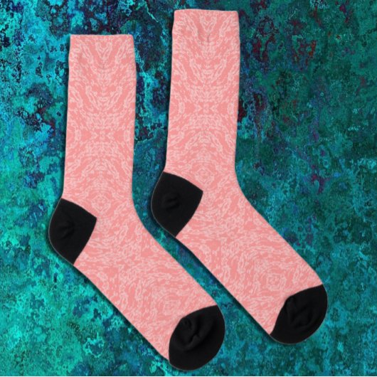 幾何学模様コーラルピンク ソックス