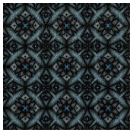 幾何学模様スタイリッシュ，青，黒，東洋， ファブリック (見本)