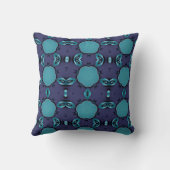 幾何学模様ティール（緑がかった色）曲線 クッション (裏面)