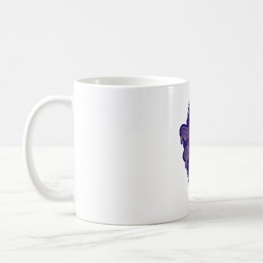 幾何学模様トンボ曼荼羅ライフフラワーシンボル コーヒーマグカップ (左)