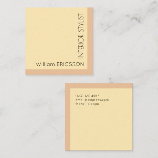 幾何学模様パステルピーチ スクエア名刺 (正面/裏面)