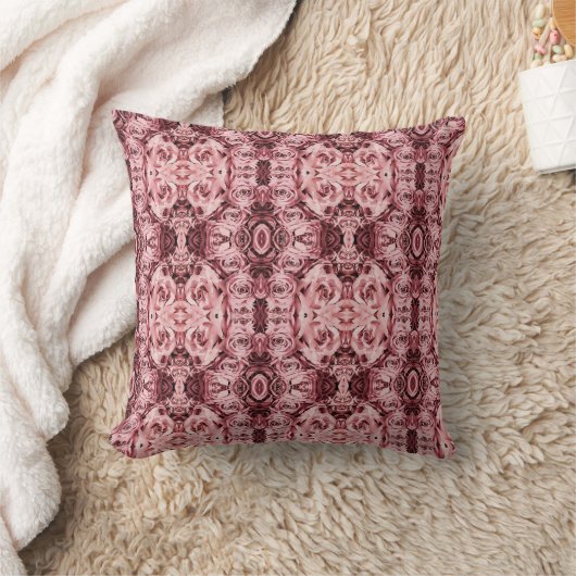 幾何学模様ピンクのバラ枕 クッション (ブランケット)