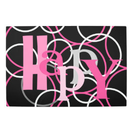 幾何学模様ピンクの円モダン黒 メタルプリント