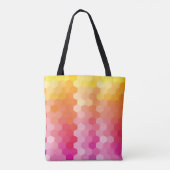 幾何学模様ピンク&イエロー六角トートバッグ – モダン トートバッグ (裏面)