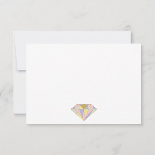 幾何学模様ピンク、ミントジュエルウェディングRSVPカード 出欠カード (裏面)