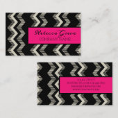 幾何学模様ファッションピンク白黒山形 名刺 (正面/裏面)