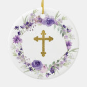 幾何学模様フローラパープルゴッドマザー記念 セラミックオーナメント (裏面)