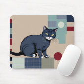 幾何学模様ブラックキャットアートマウスパッド マウスパッド (マウス)