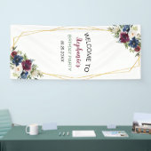 幾何学模様ブルゴーニュ海軍フラワーズ誕生日 横断幕 (トレードショー)