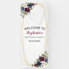 幾何学模様ブルゴーニュ海軍フラワーズ誕生日 横断幕