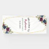 幾何学模様ブルゴーニュ海軍フラワーズ誕生日 横断幕 (横)