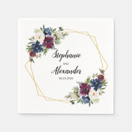 幾何学模様ブルゴーニュ海軍結婚の花 スタンダードカクテルナプキン