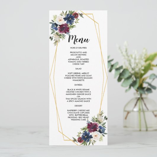 幾何学模様ブルゴーニュ海軍結婚の花 メニュー (スタンド正面)