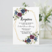 幾何学模様ブルゴーニュ海軍結婚の花 招待状 (スタンド正面)