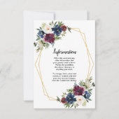 幾何学模様ブルゴーニュ海軍結婚の花 招待状 (正面)