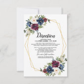 幾何学模様ブルゴーニュ海軍結婚の花 招待状 (正面)