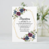 幾何学模様ブルゴーニュ海軍結婚の花 招待状 (スタンド正面)