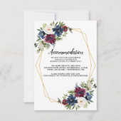 幾何学模様ブルゴーニュ海軍結婚の花 招待状 (正面)