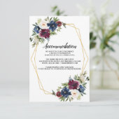 幾何学模様ブルゴーニュ海軍結婚の花 招待状 (スタンド正面)