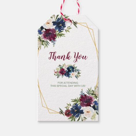 幾何学模様ブルゴーニュ海軍花ありがとう ギフトタグ (正面)