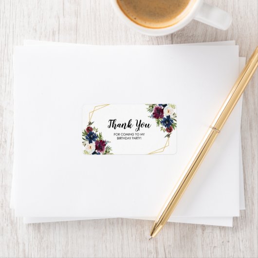 幾何学模様ブルゴーニュ海軍花ありがとう ラベル (インサイチュ)