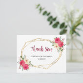 幾何学模様ブルゴーニュ結婚ボホフローラありがとう ポストカード (スタンド正面)