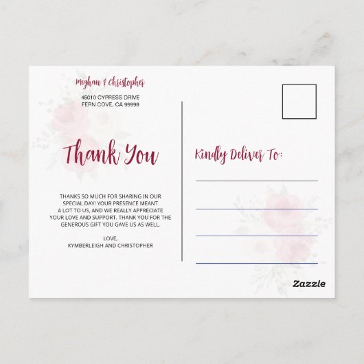 幾何学模様ブルゴーニュ結婚ボホフローラありがとう ポストカード (裏面)