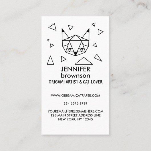 幾何学模様ミニマル折り紙猫 名刺 (裏面)