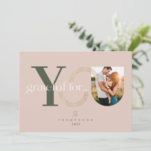 幾何学模様モダンの一枚の写真に感謝 シーズンカード (スタンド正面)