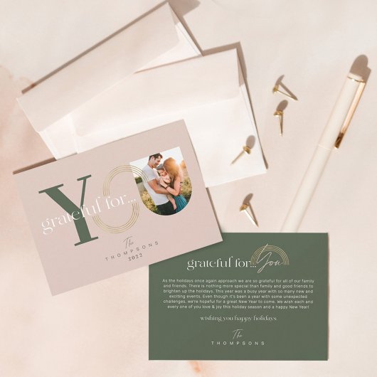 幾何学模様モダンの一枚の写真に感謝 シーズンカード