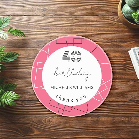 幾何学模様モダンピンク コースター