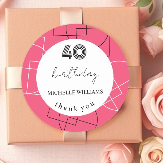 幾何学模様モダンピンク ラウンドシール