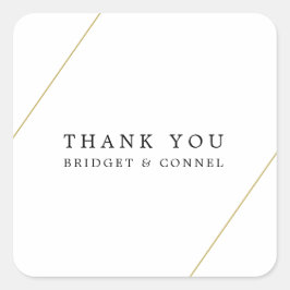幾何学模様モダン金ゴールドに結婚感謝 スクエアシール